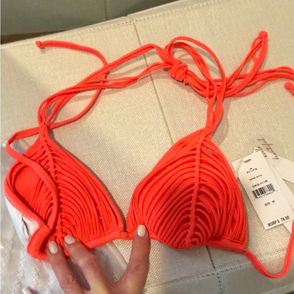 Pilyq Vibrant Coral Bikini Top